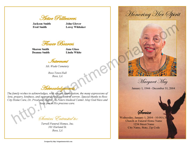 graduated fold funeral program sample page 1