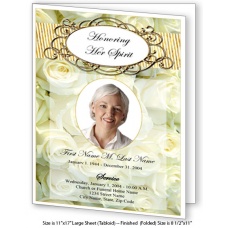 Cherished White Roses Large Funeral Program Template