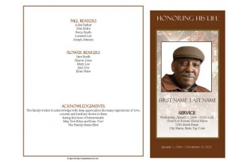 Ray of Sunshine Funeral Program Template - 4 Page Graduated Fold