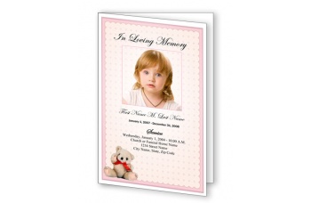 Pink Teddy Bear Funeral Program Template