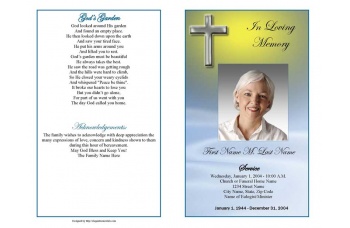 Blue Eternal Cross Funeral Program Template