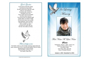 Celestial Dove Funeral Program Template