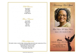 Beloved Angel Funeral Program Template - 4 Page Graduated Fold