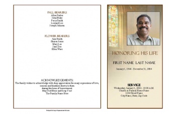 Shine Brightly Funeral Program Template - 4 Page Graduated Fold
