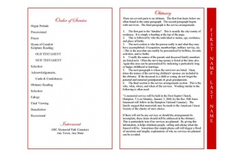 Red Rose Funeral Program Template - Graduated Fold