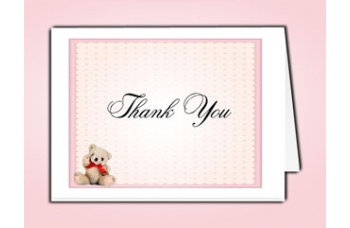Pink Teddy Bear Thank You Card Template