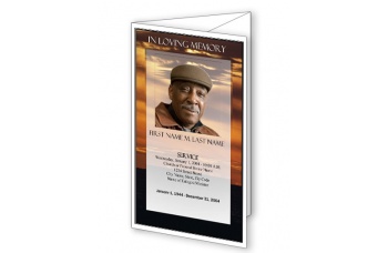 Brown Sunset Trifold Funeral Program Template
