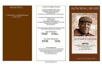 Ray of Sunshine Trifold Funeral Program Template