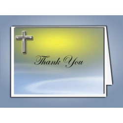 Blue Eternal Cross Thank You Card Funeral Temeplate