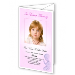 Precious Pink Angel Trifold Funeral Program Template