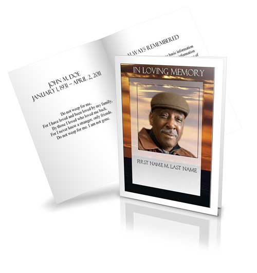 brown sunset funeral card