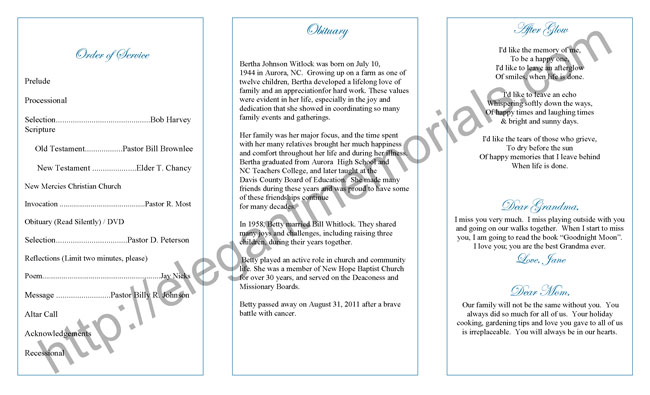 Funeral Program Example Page 2