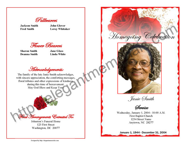 funeral program example page 1