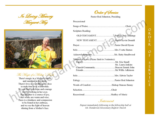 graduated fold funeral program page 2