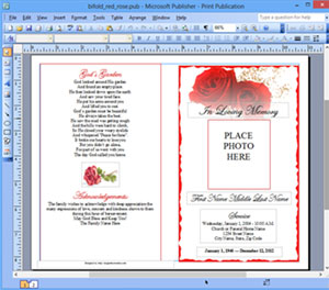 Funeral Program Template Microsoft Publisher Memorial MS Publisher