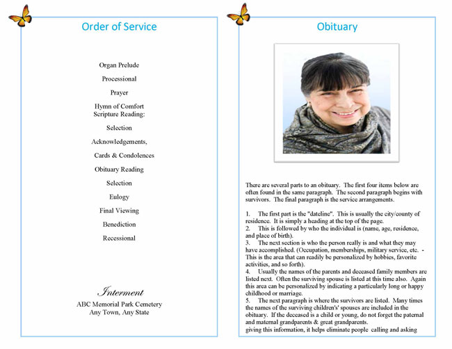 sample funeral booklet page 2