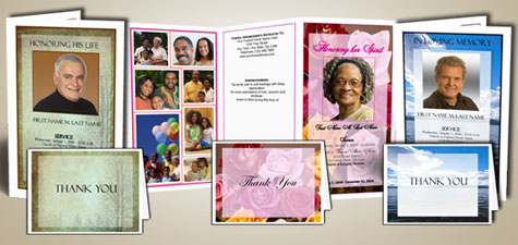 Funeral Program Templates and Thank You Acknowlegement Cards