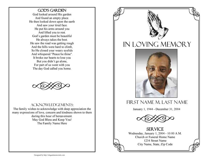 praying hands funeral program template elegant memorials
