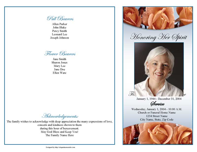 4 Page Graduated Funeral Program Template Free Databa