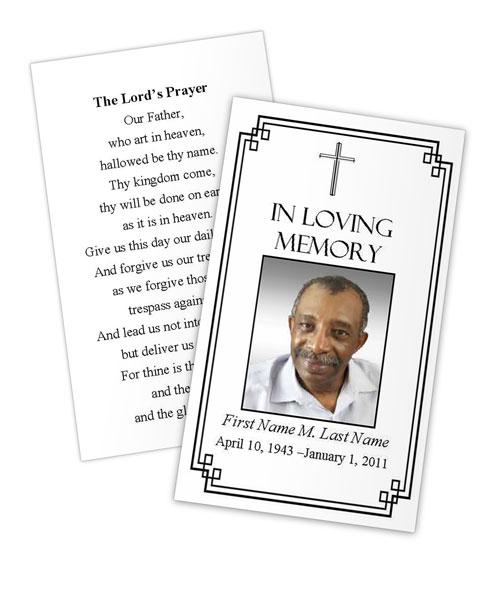 Classic Cross Memorial Prayer Card Template - Elegant Memorials