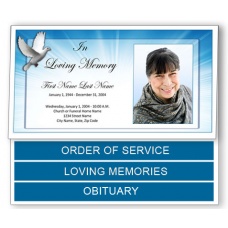 Celestial Dove Funeral Program Template - Bottom Graduated Fold