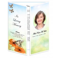 Beautiful Butterfly Gatefold Funeral Program Template