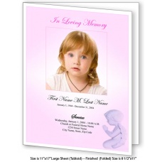 Precious Pink Angel Large Funeral Program Template