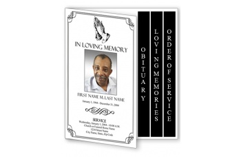 Praying Hands Funeral Program Template - 4 Page Graduated Fold