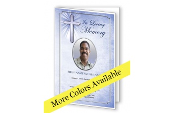 Bright Silver Cross Funeral Program Template
