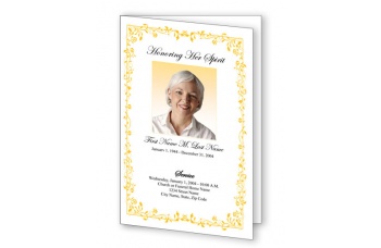 Yellow Floral Border Funeral Program Template