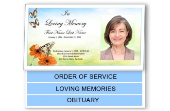 Beautiful Butterfly Funeral Program Template - Bottom Graduated Fold