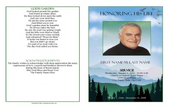 Blue Ridge Funeral Program Template - Graduated Fold