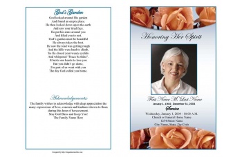 Memorial Roses Funeral Program Template