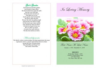 Pink Floral Funeral Program Template