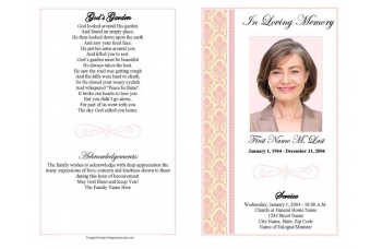 Pink Lace Funeral Program Template
