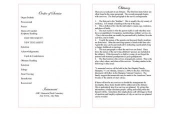 Pink Lace Funeral Program Template