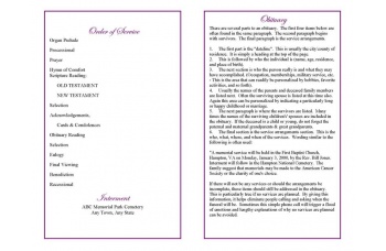 Lovely Purple Rose Funeral Program Template