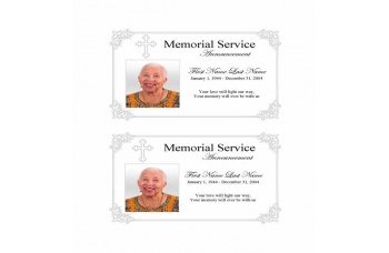 Grey Ornate Cross Funeral Announcement Template