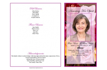 Flowers of Devotion Funeral Program Template - 4 Page Graduated Fold