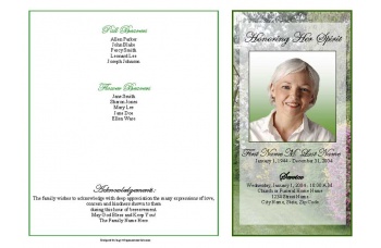 Spring Garden Funeral Program Template - 4 Page Graduated Fold
