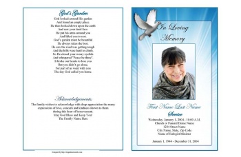 Celestial Dove Funeral Program Template - Graduated Fold