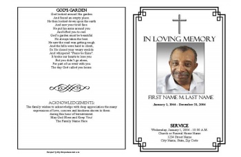 Classic Cross Funeral Program Template - Graduated Fold