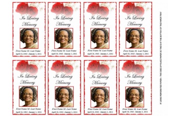Red Rose Memorial Prayer Card Template
