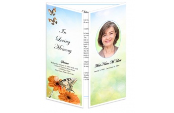Beautiful Butterfly Gatefold Funeral Program Template