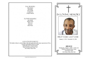 Classic Cross Funeral Program Template - 4 Page Graduated Fold