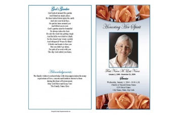 Memorial Roses Funeral Program Template - Graduated Fold