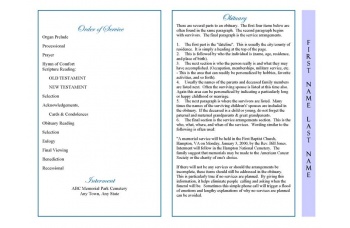 Precious Blue Angel Funeral Program Template - Graduated Fold