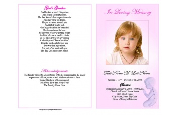 Precious Pink Angel Funeral Program Template - Graduated Fold