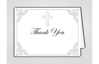 Grey Ornate Cross Thank You Card Template