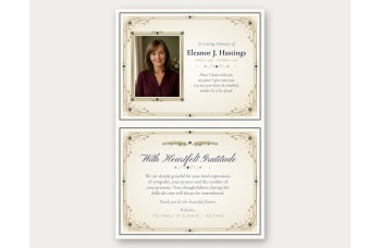 Minimal Monogram thank you card template inside with memorial photo and thank-you message
